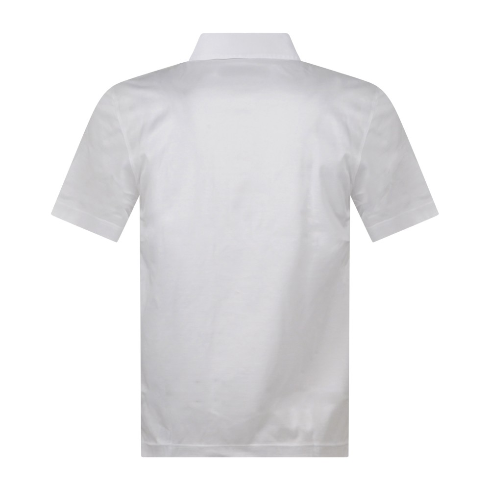 Gran Sasso - Polo bianca manica corta con collo camicia in cotone filo di