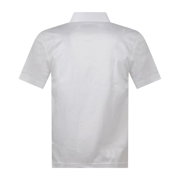 Gran Sasso - Polo bianca manica corta con collo camicia in cotone filo di