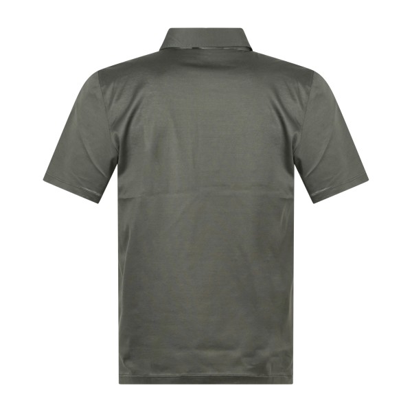 Gran Sasso - Polo verde manica corta con collo camicia in cotone filo di scozia
