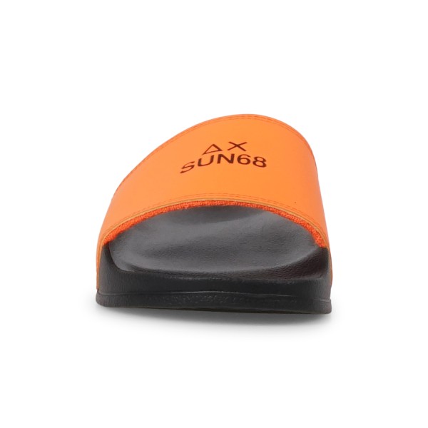Sun68 - Sandali neri in gomma con fascia arancio fluo per uomo | x36101 1184