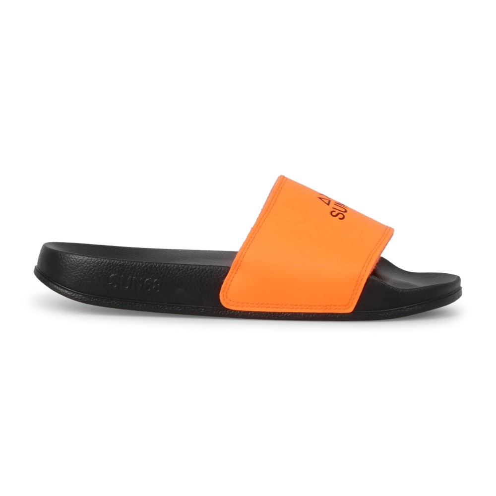 Sun68 - Sandali neri in gomma con fascia arancio fluo per uomo | x36101 1184
