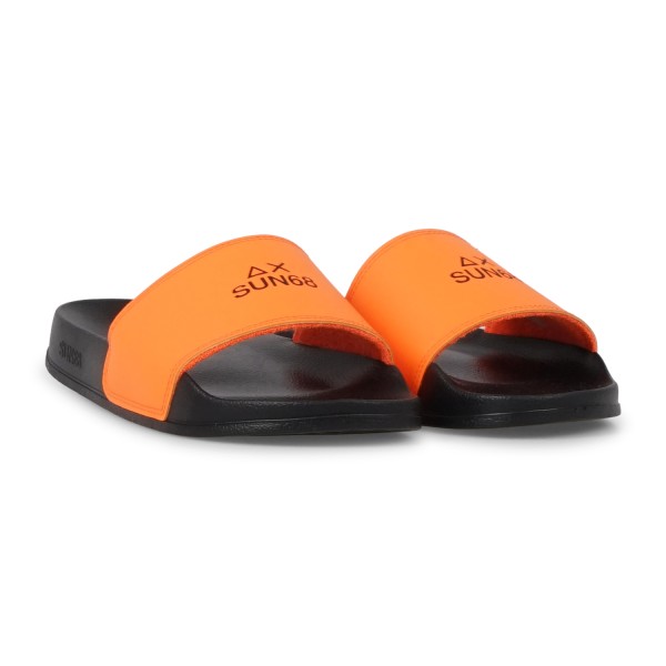 Sun68 - Sandali neri in gomma con fascia arancio fluo per uomo | x36101 1184