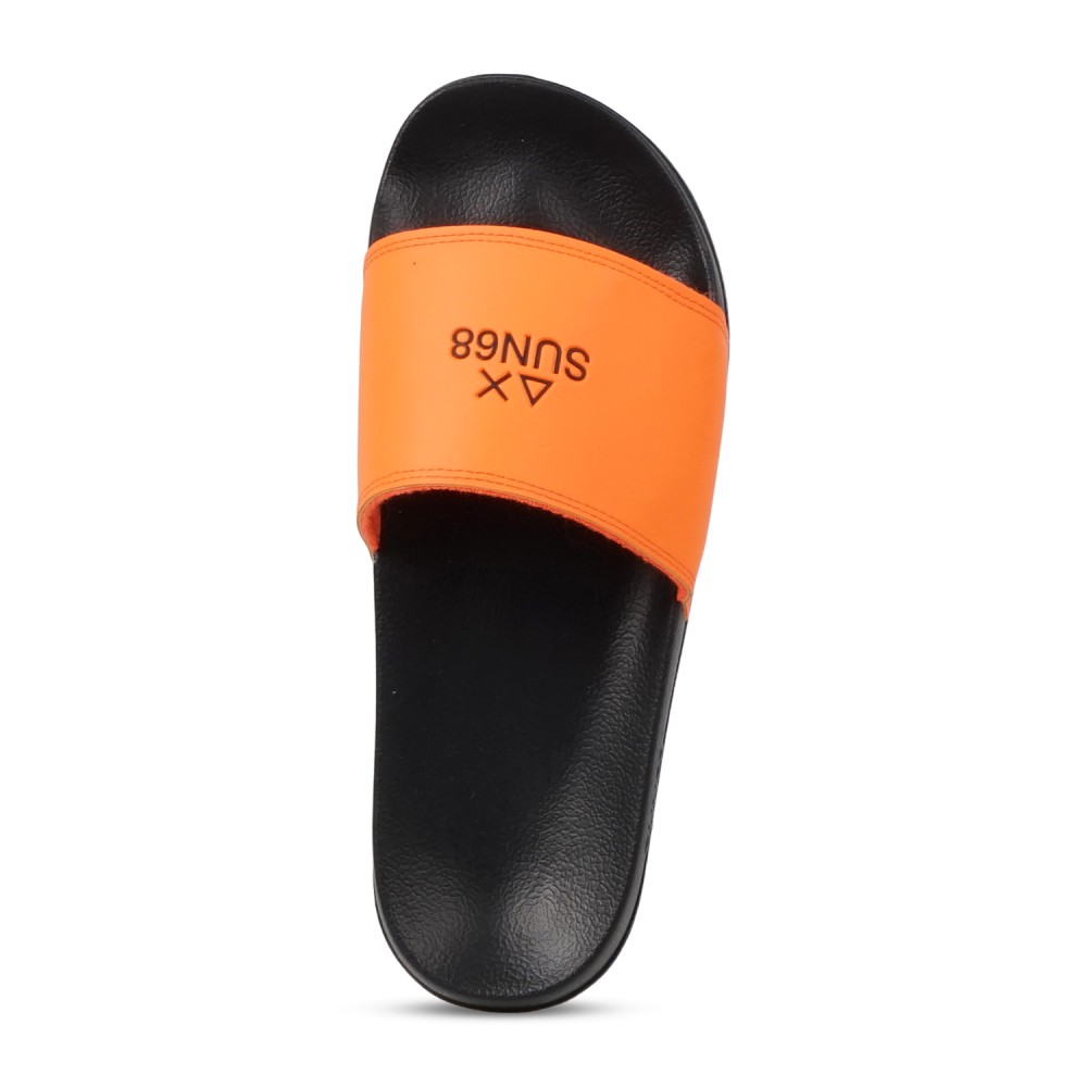 Sun68 - Sandali neri in gomma con fascia arancio fluo per uomo | x36101 1184