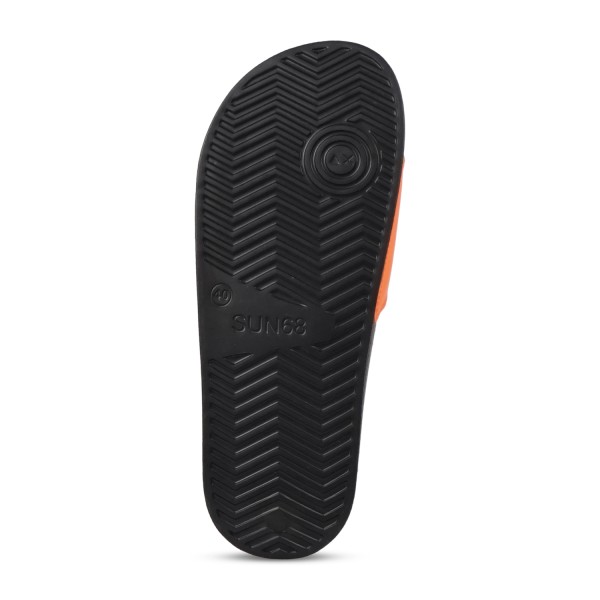 Sun68 - Sandali neri in gomma con fascia arancio fluo per uomo | x36101 1184