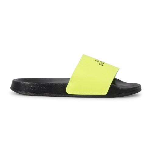 Sun68 - Sandali neri in gomma con fascia gialla fluo per uomo | x36101 1163