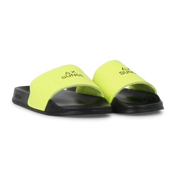 Sun68 - Sandali neri in gomma con fascia gialla fluo per uomo | x36101 1163