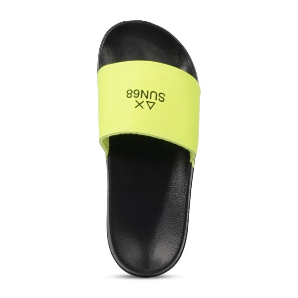 Sun68 - Sandali neri in gomma con fascia gialla fluo per uomo | x36101 1163