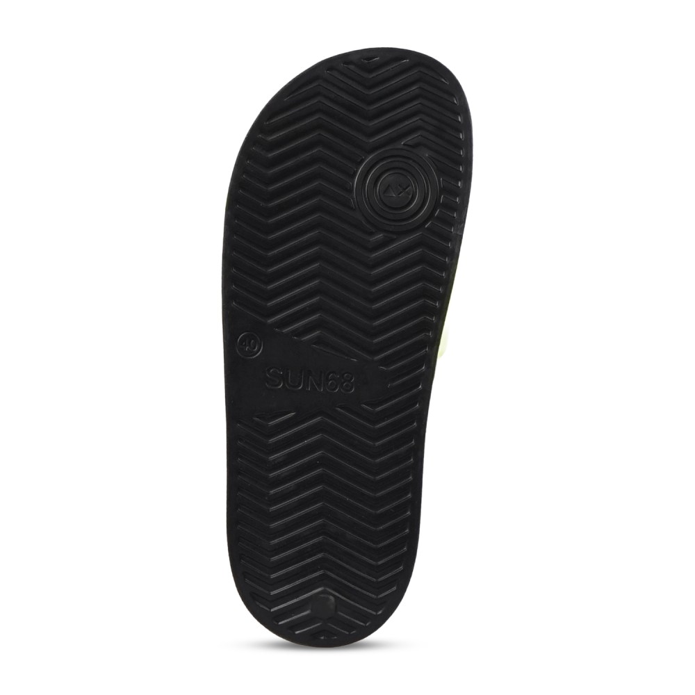 Sun68 - Sandali neri in gomma con fascia gialla fluo per uomo | x36101 1163