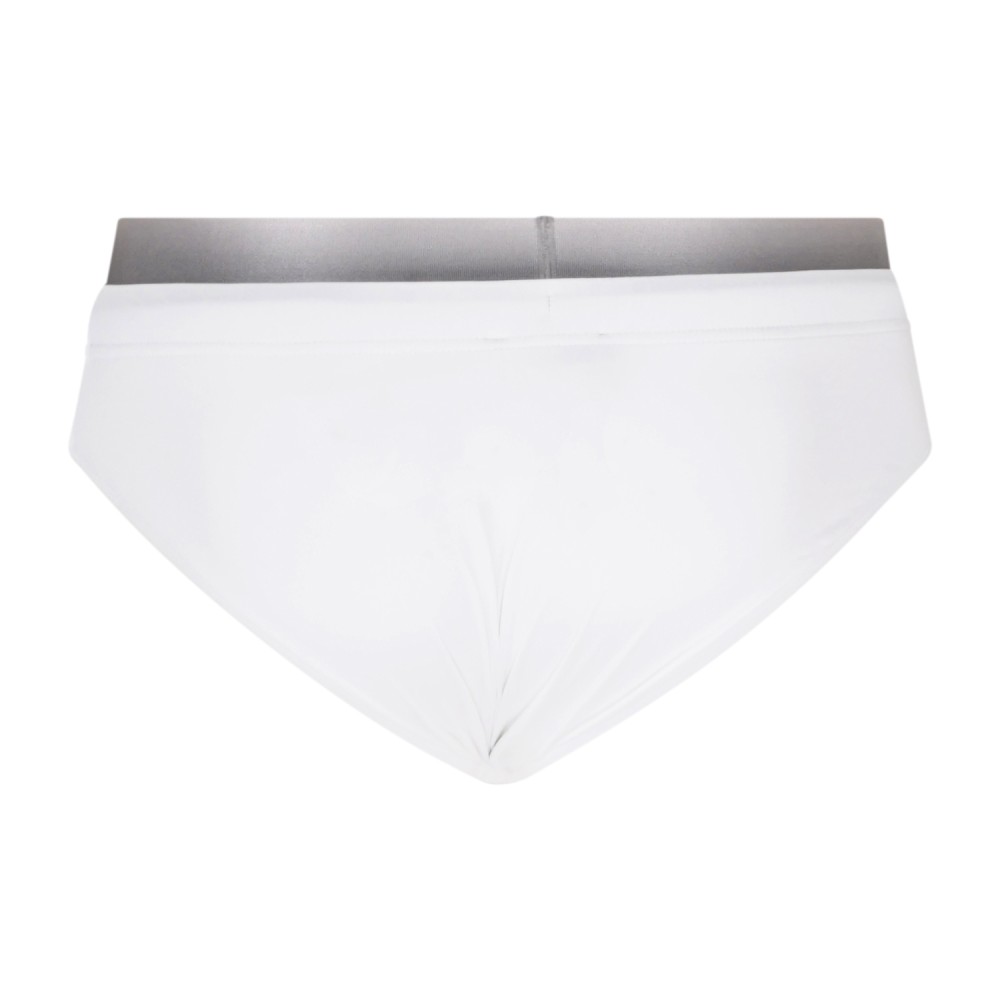 Emporio Armani - Slip mare bianco con cinto elastico logato e patch logo sul