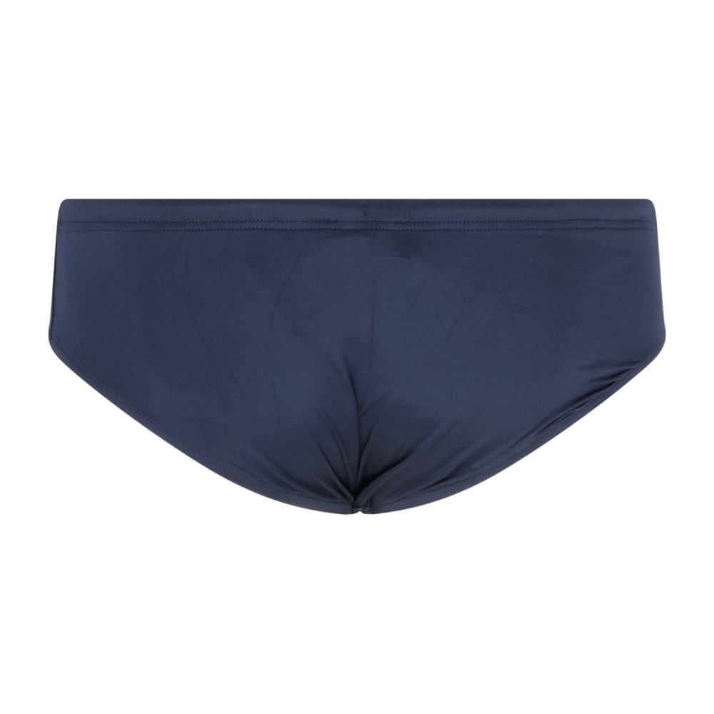 Emporio Armani - Slip mare blu con patch logo ricamata sul fronte per uomo |