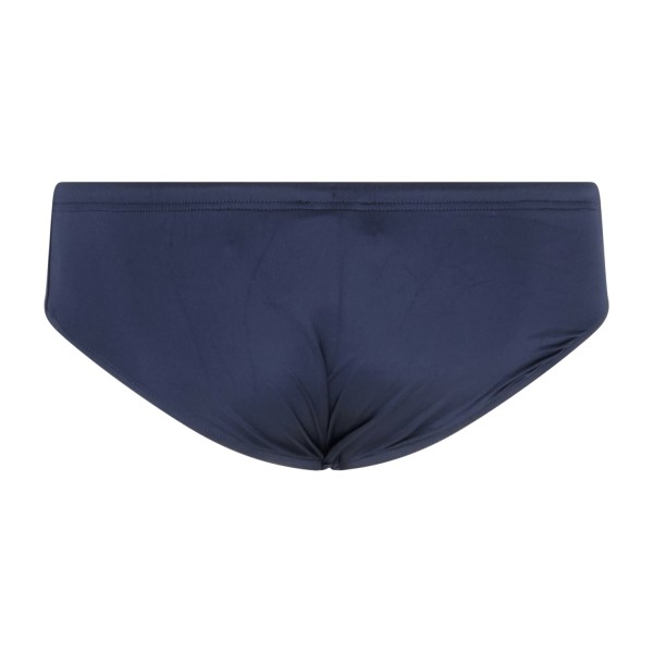 Emporio Armani - Slip mare blu con patch logo ricamata sul fronte per uomo |