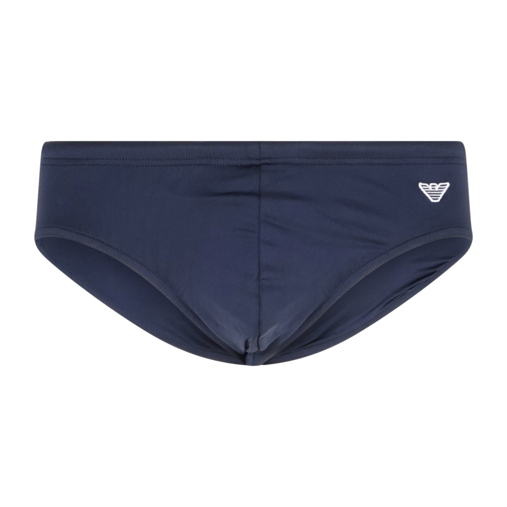 Emporio Armani - Slip mare blu con patch logo ricamata sul fronte per uomo |