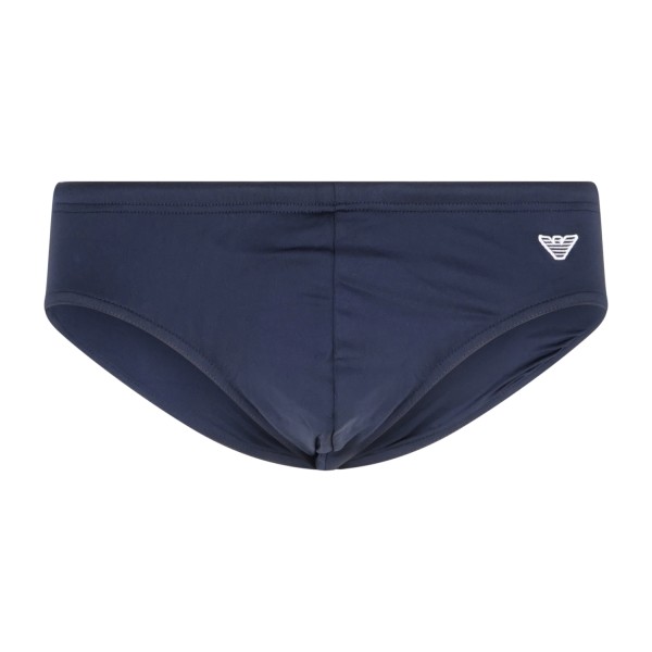 Emporio Armani - Slip mare blu con patch logo ricamata sul fronte per uomo |