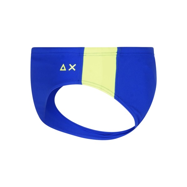 Sun68 - Slip mare celeste con stampa logo e banda laterale fluo a contrasto per
