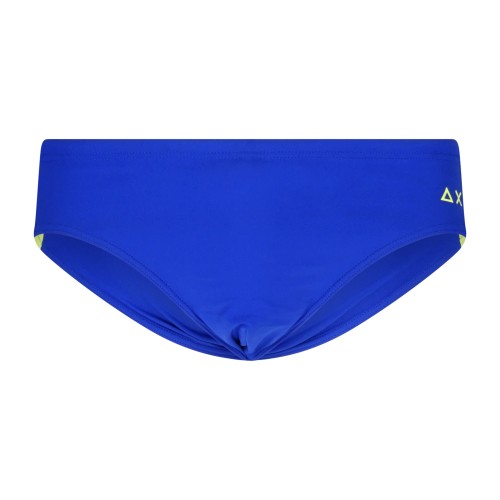 Sun68 - Slip mare celeste con stampa logo e banda laterale fluo a contrasto per