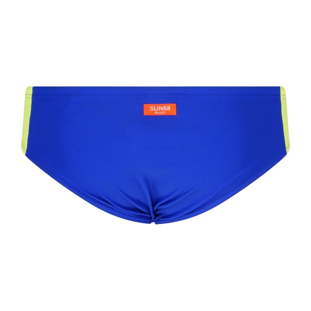Sun68 - Slip mare celeste con stampa logo e banda laterale fluo a contrasto per