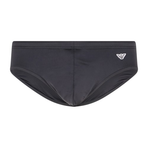 Emporio Armani - Slip mare nero con patch logo ricamata sul fronte per uomo |