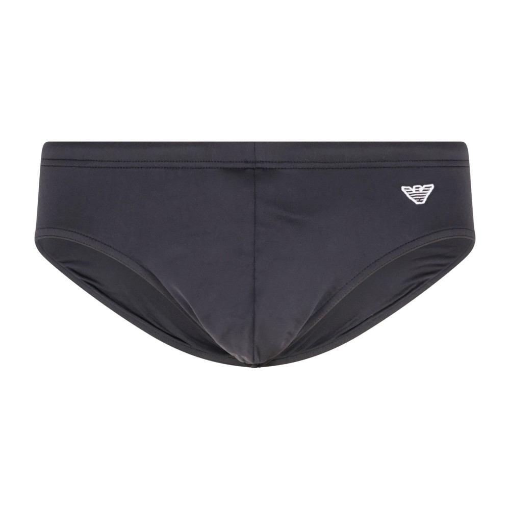 Emporio Armani - Slip mare nero con patch logo ricamata sul fronte per uomo |