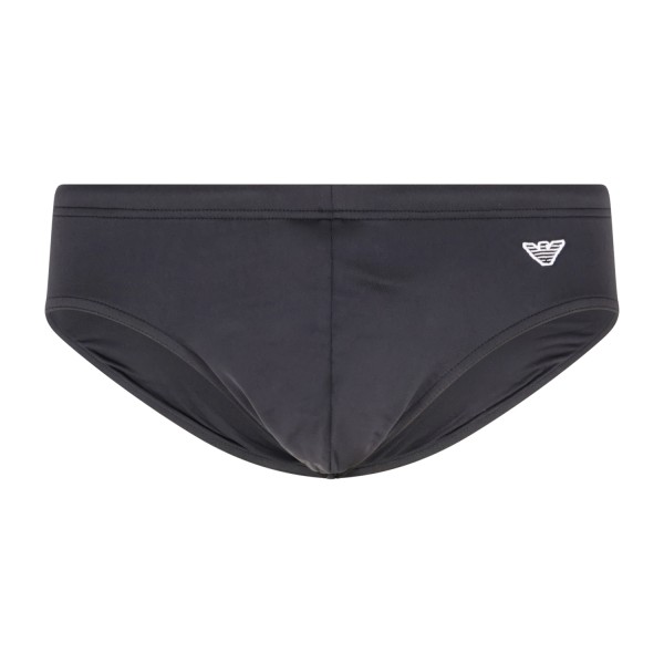 Emporio Armani - Slip mare nero con patch logo ricamata sul fronte per uomo |