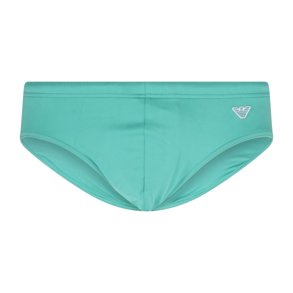 Emporio Armani - Slip mare verde con patch logo ricamata sul fronte per uomo |