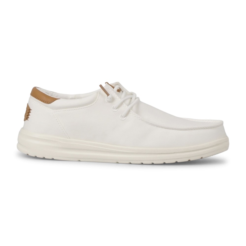 Hey Dude - Slip on bianca Paul Canvas in tessuto liscio con inserti in pelle