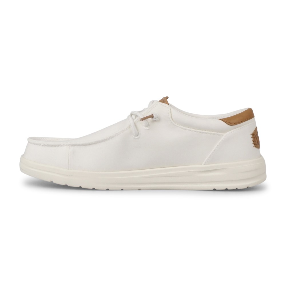 Hey Dude - Slip on bianca Paul Canvas in tessuto liscio con inserti in pelle