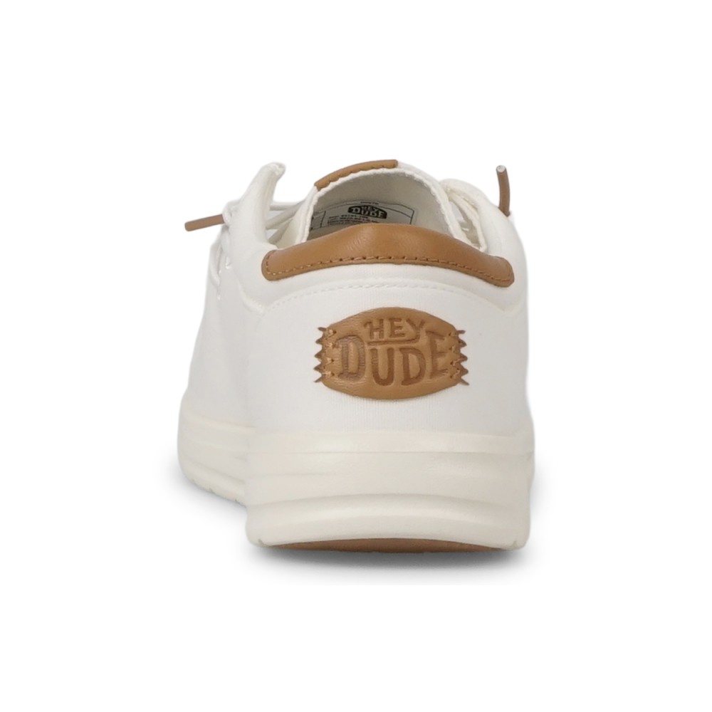 Hey Dude - Slip on bianca Paul Canvas in tessuto liscio con inserti in pelle