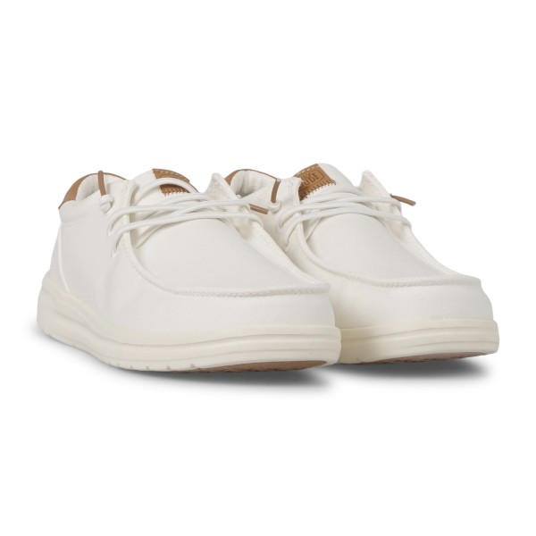 Hey Dude - Slip on bianca Paul Canvas in tessuto liscio con inserti in pelle