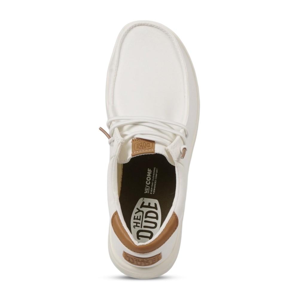 Hey Dude - Slip on bianca Paul Canvas in tessuto liscio con inserti in pelle