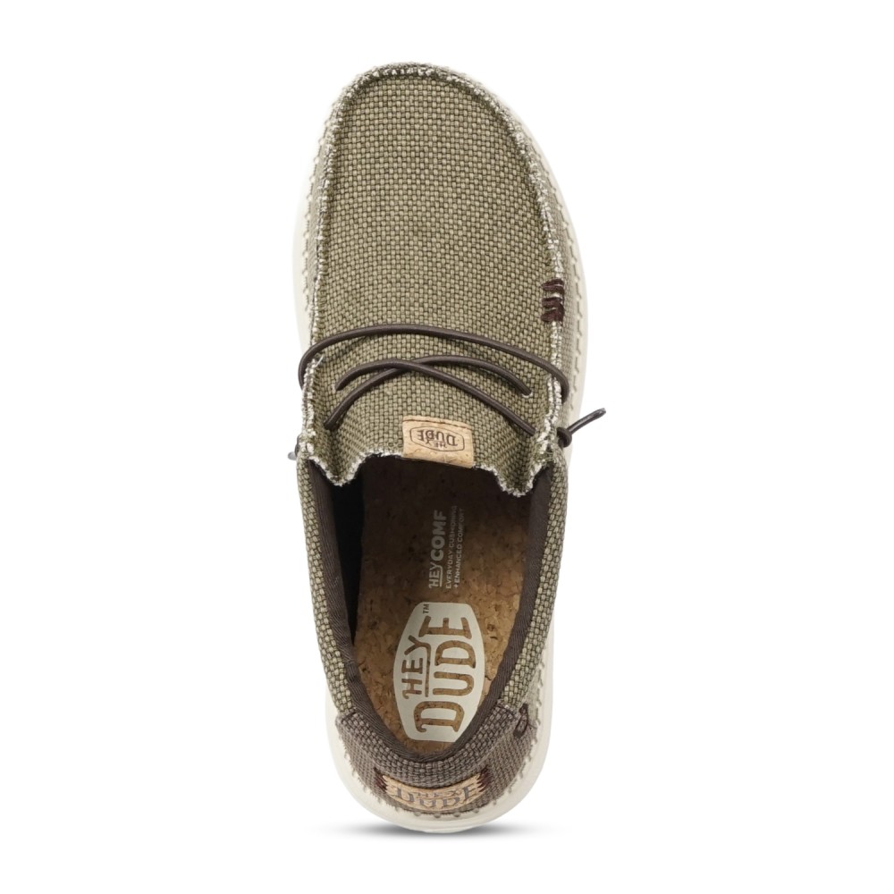 Hey Dude - Slip on verde Wally Braided con suola ultraleggera con contrasto per
