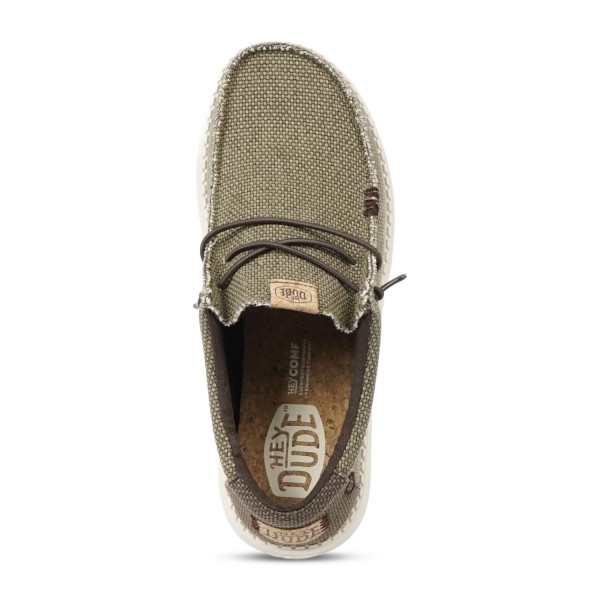 Hey Dude - Slip on verde Wally Braided con suola ultraleggera con contrasto per