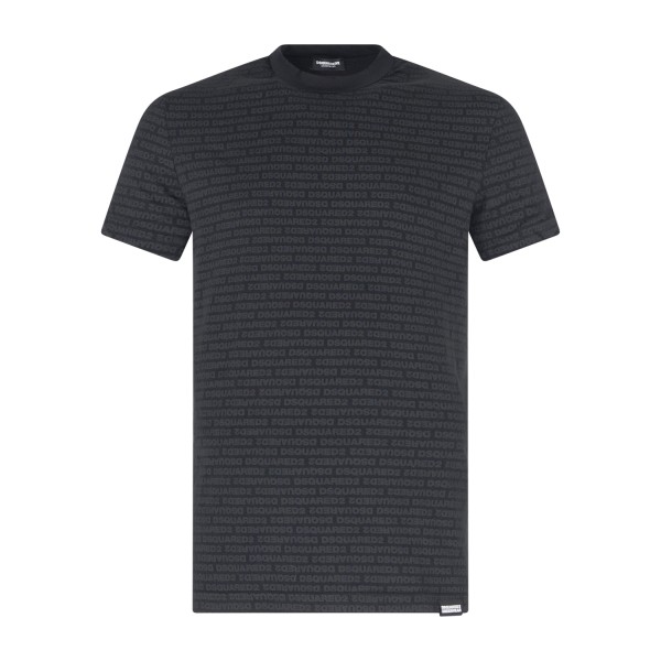 Dsquared2 - T-shirt nera manica corta con stampa logo allover per uomo |