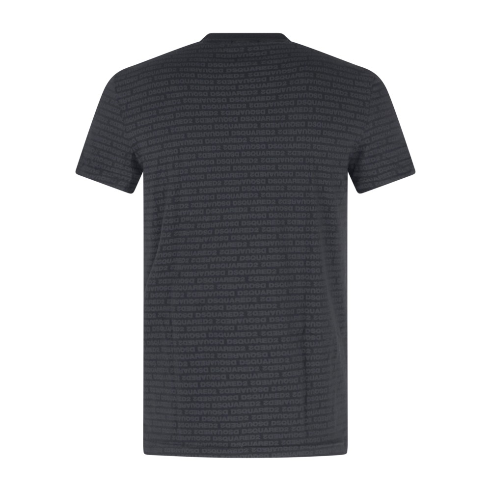 Dsquared2 - T-shirt nera manica corta con stampa logo allover per uomo |