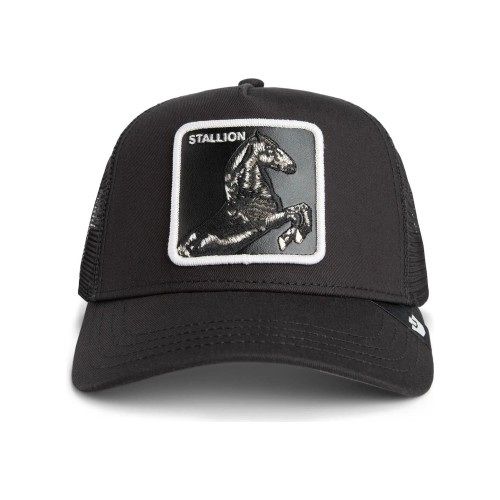 Goorin Bros. - Cappello nero con visiera e retro in retina con patch Stallon