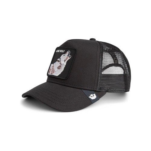 Goorin Bros. - Cappello nero con visiera e retro in retina con patch Lone Wolf 2