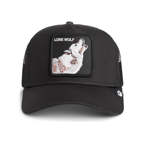Goorin Bros. - Cappello nero con visiera e retro in retina con patch Lone Wolf