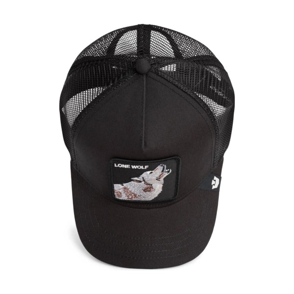 Goorin Bros. - Cappello nero con visiera e retro in retina con patch Lone Wolf