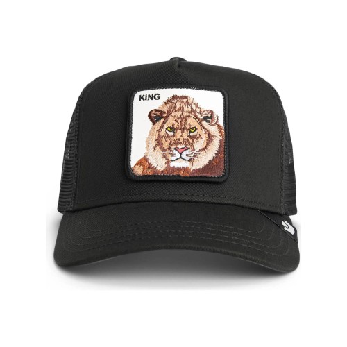 Goorin Bros. - Cappello nero con visiera e retro in retina con patch King per