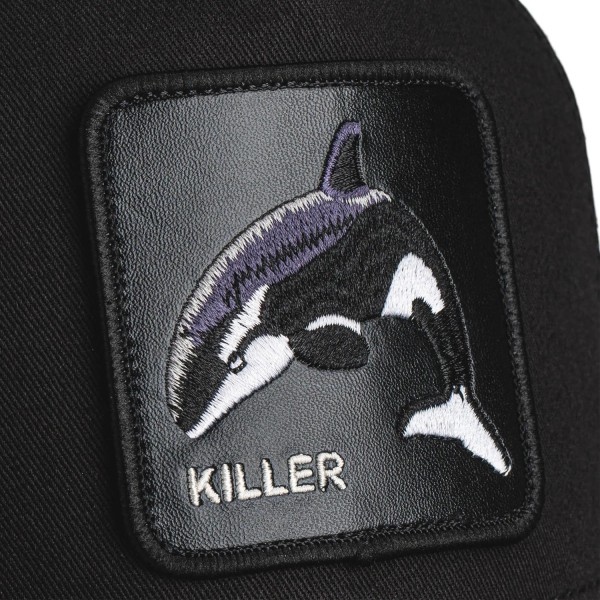 Goorin Bros. - Cappello nero con visiera e retro in retina con patch Killer per
