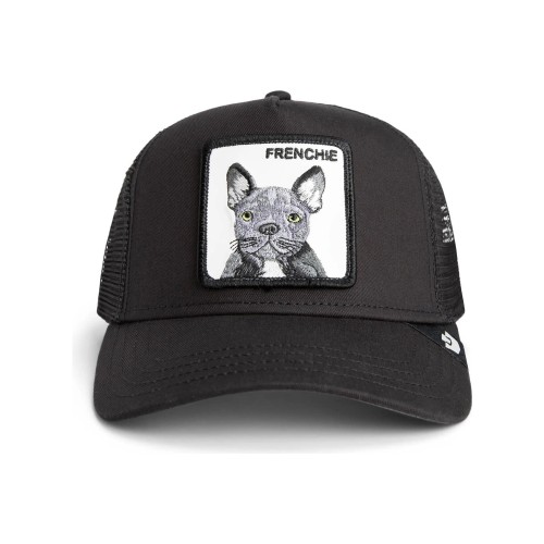 Goorin Bros. - Cappello nero con visiera e retro in retina con patch Frenchie