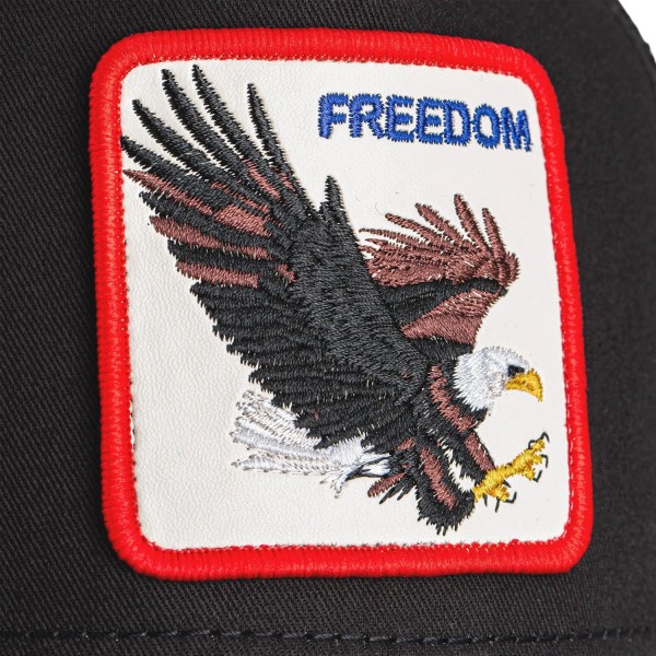 Goorin Bros. - Cappello nero con visiera e retro in retina con patch Freedom