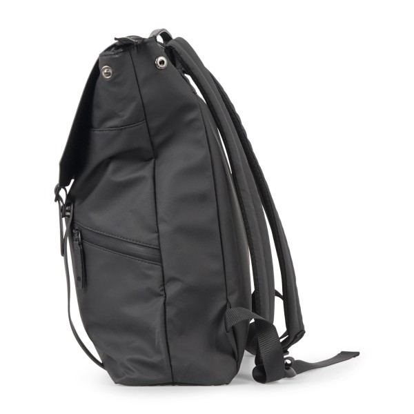 DUNO - Zaino nero Journey in tessuto tecnico con patta con bottoni a pressione