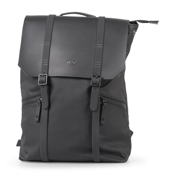 DUNO - Zaino nero Journey in tessuto tecnico con patta con bottoni a pressione
