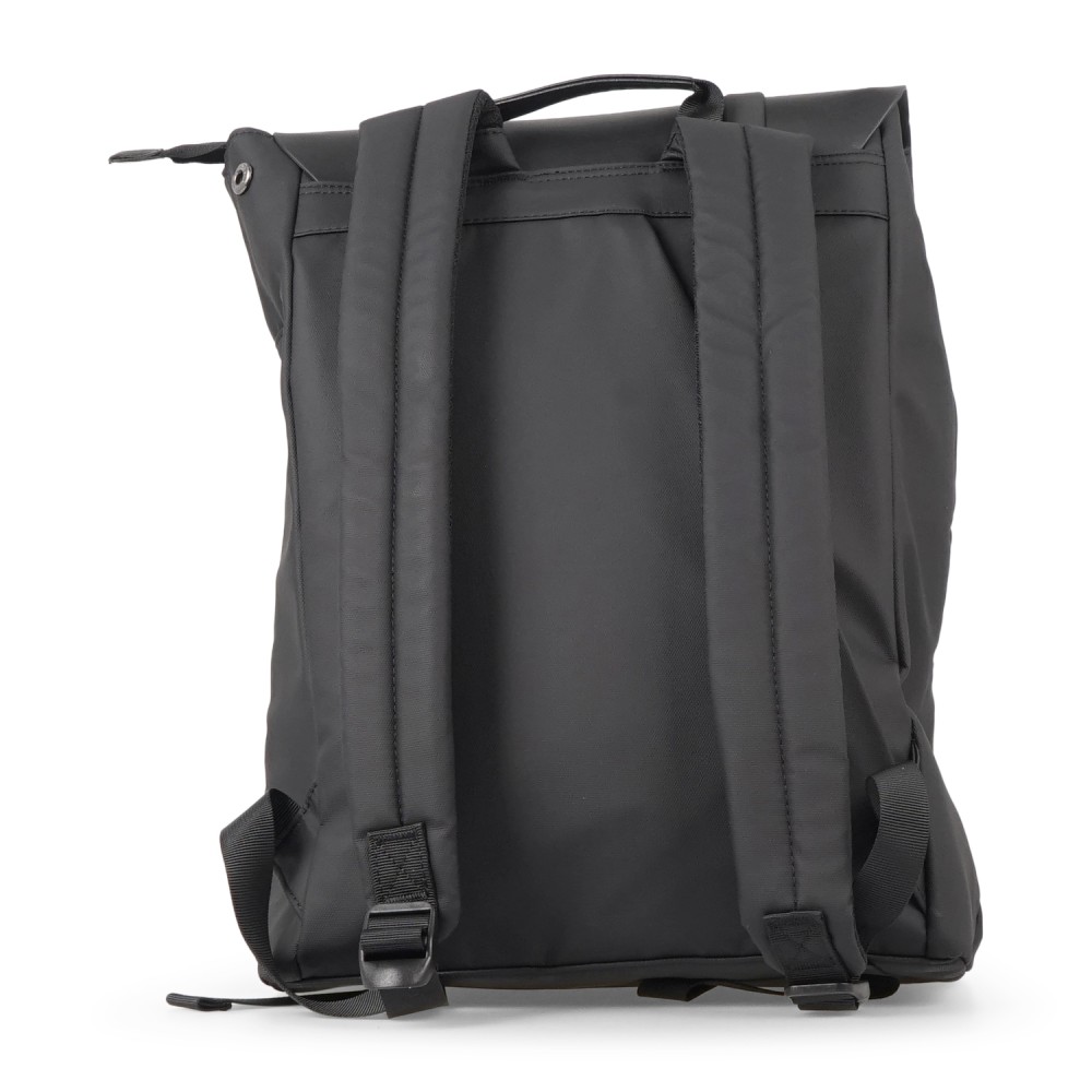 DUNO - Zaino nero Journey in tessuto tecnico con patta con bottoni a pressione