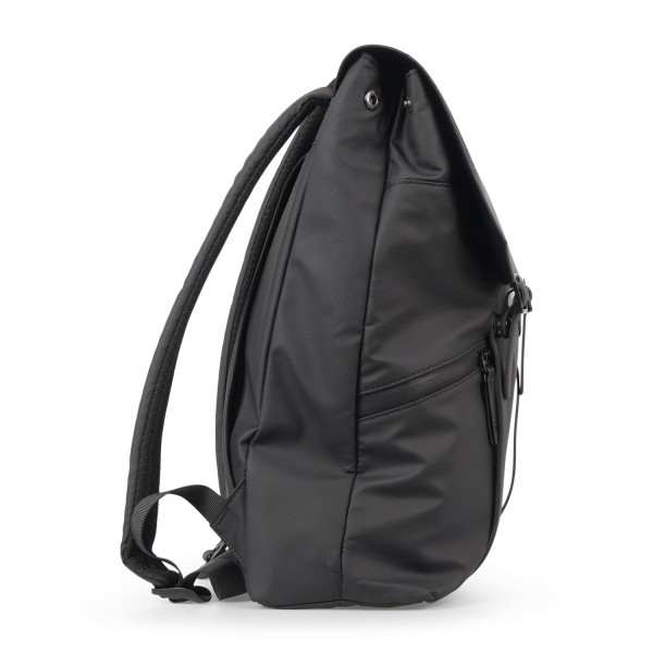 DUNO - Zaino nero Journey in tessuto tecnico con patta con bottoni a pressione