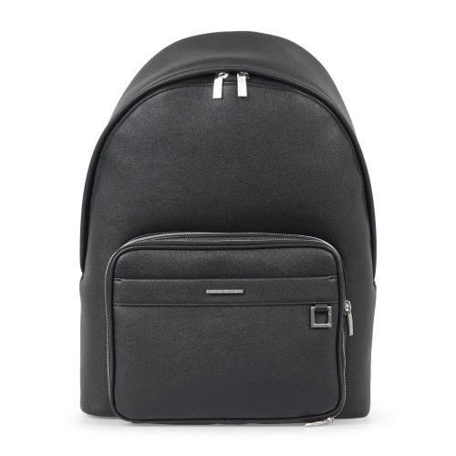 Armani Exchange - Zaino nero in ecopelle con tasca doppio scomparto sul fronte