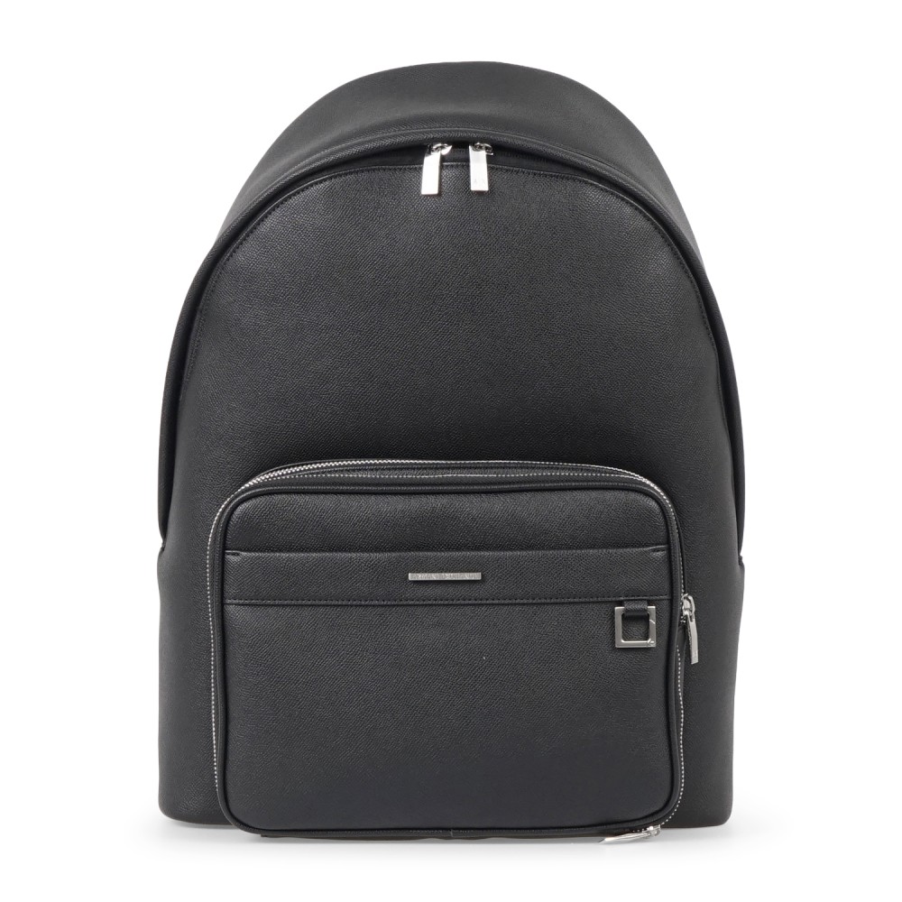 Armani Exchange - Zaino nero in ecopelle con tasca doppio scomparto sul fronte