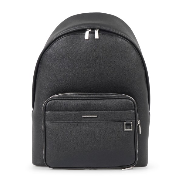 Armani Exchange - Zaino nero in ecopelle con tasca doppio scomparto sul fronte