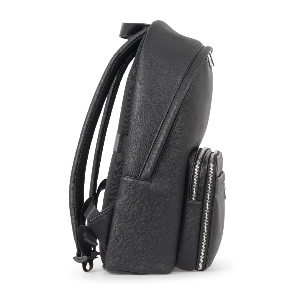 Armani Exchange - Zaino nero in ecopelle con tasca doppio scomparto sul fronte