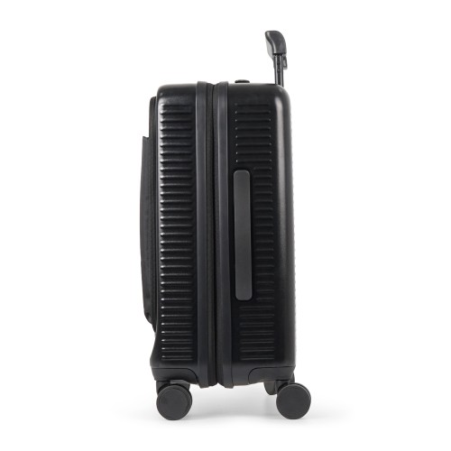 DUNO - Trolley nero Voyage con doppie ruote piroettanti e tasca frontale 2